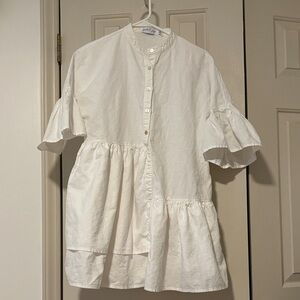 Petal & Pup Cream Round-Neck Button Dress